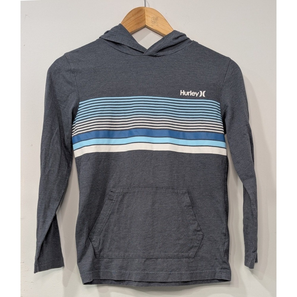 Hurley Boys Gray Long Sleeve Hoodie Sweatshirt Casual Comfort Top - Med 10/12YRS